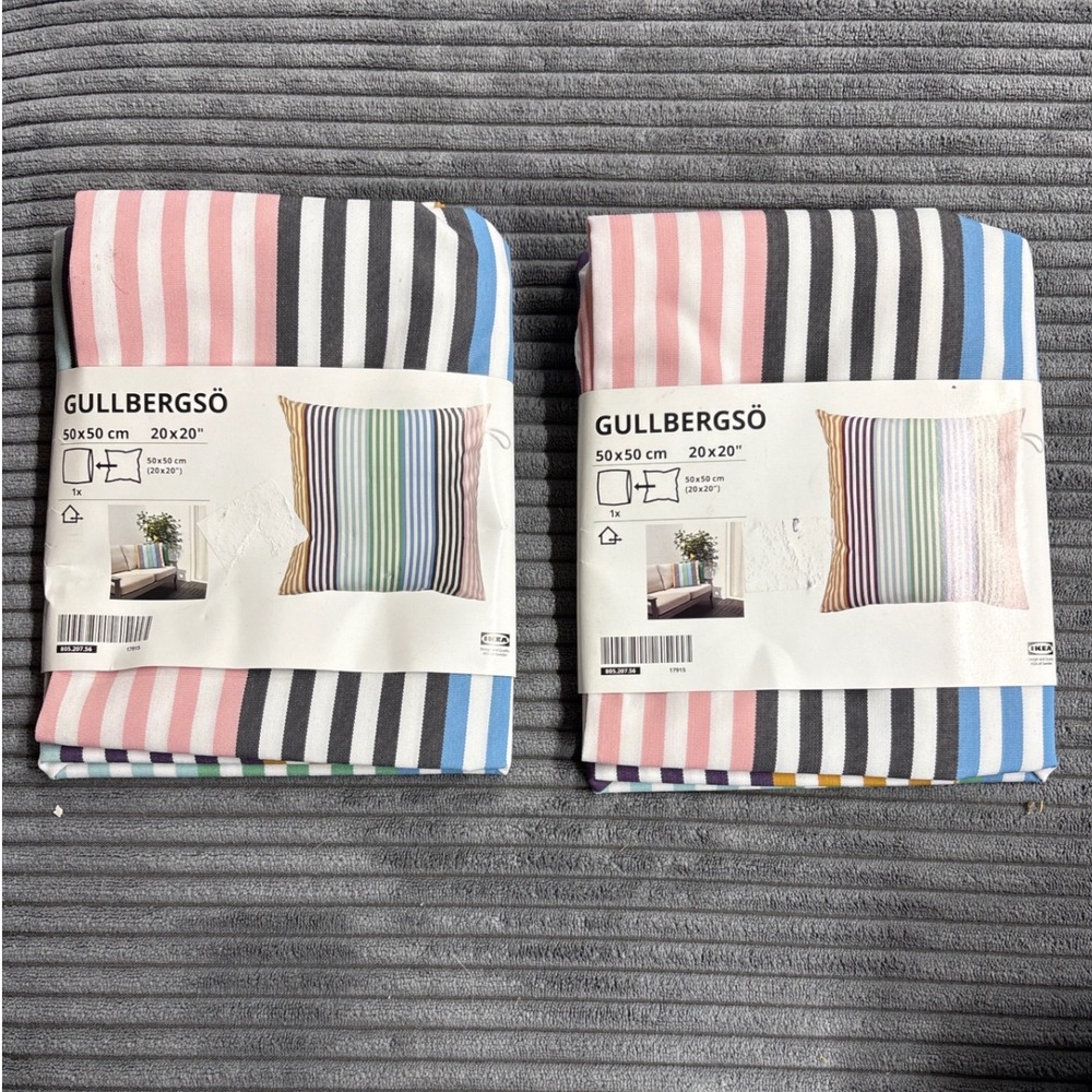 Set of 2 IKEA GULLBERGSO Cushion Covers 20x20 Striped Multicolor Indoor Outdoor